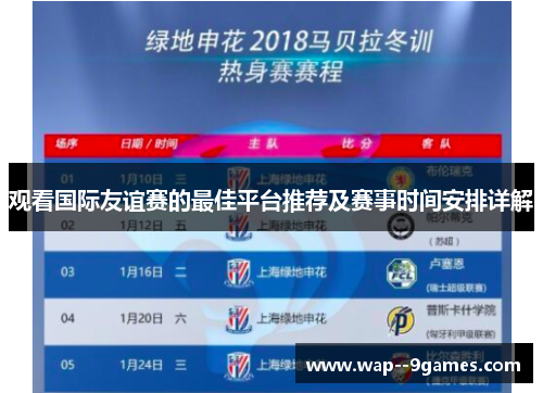 观看国际友谊赛的最佳平台推荐及赛事时间安排详解